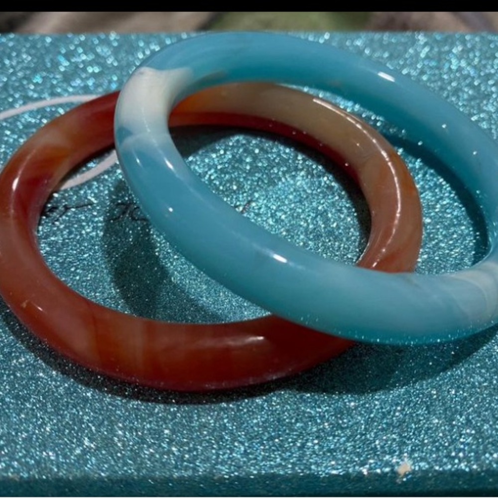 Faux jade bangle bracelet - BLUE